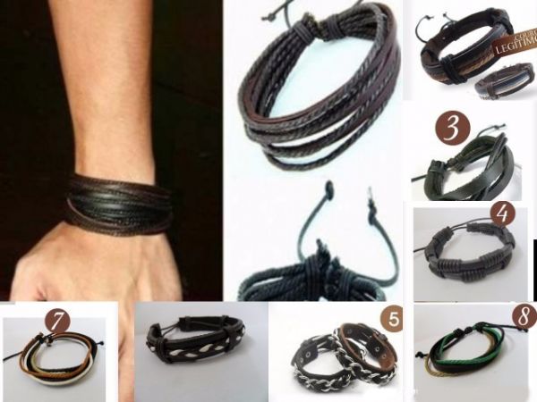 Pulseira Masculina Feminina Couro Legítimo Bracelete